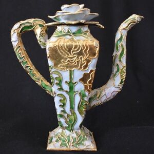 Vintage Enameled Miniature Teapot w/Lid Cloisonné Stunning perfect condition